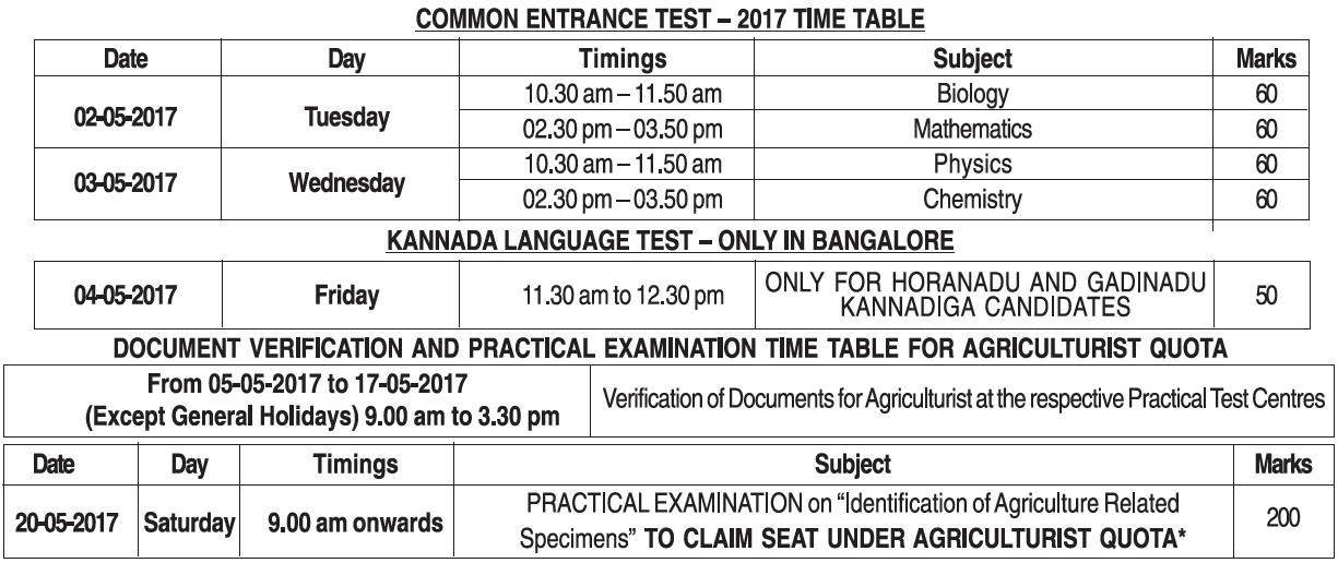 CET 2017 exam dates