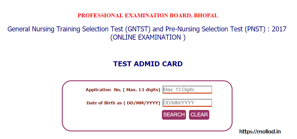 MP GNTST admit card download