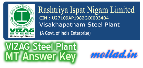 VIZAG Steel MT answer key