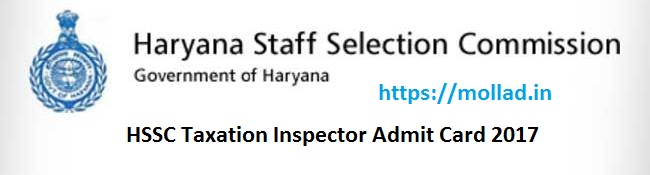 HSSC Taxation Inspector Admit Card