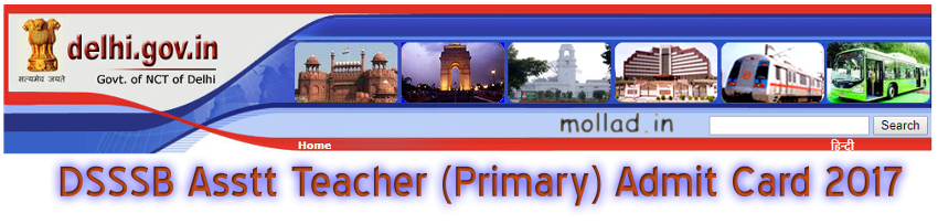 DSSSB Asstt Teacher Primary Admit Card